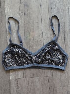aerie Gray Sequin Bralette